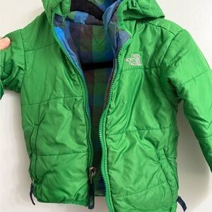 The North Face Vibrant Green Reversible Hooded Jacket